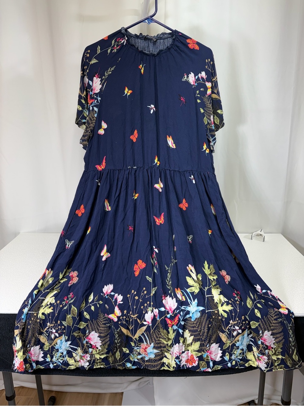 BloomChic Navy Floral & Butterfly Tiered Maxi 3963
